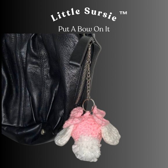 Handmade Crochet Pink Puppy With Bows Amigurumi Put A Bow On It Crocheted Plush - Picture 7 of 9